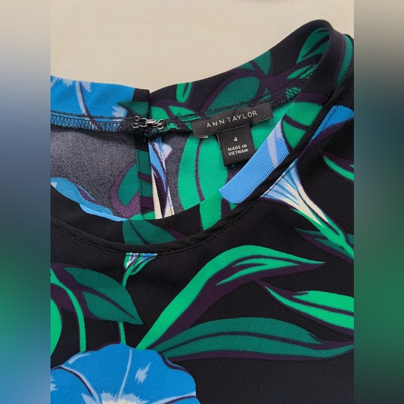 Ann Taylor | Floral Black and Blue Dress - Picture 2 of 8